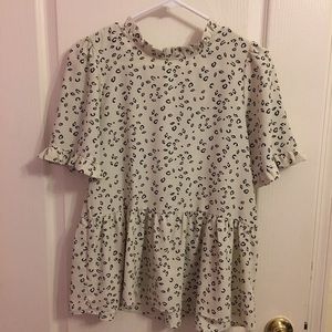 Leopard print ruffle blouse